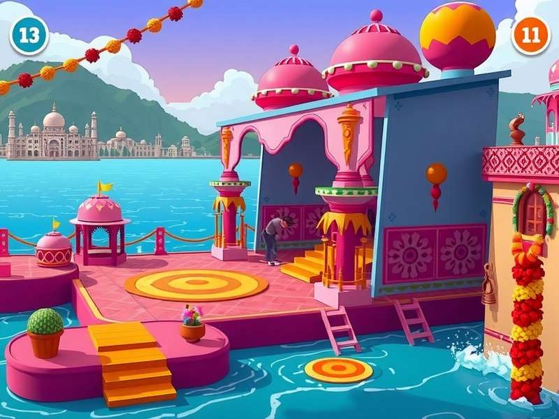 Colorful Cruise level design showing Indian cultural elements